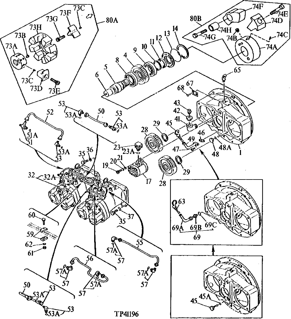 Схема запчастей John Deere 90D - 4 - MAIN HYDRAULIC PUMP, GEARBOX AND DRIVE 2160 - MAIN HYDRAULIC SYSTEM 21
