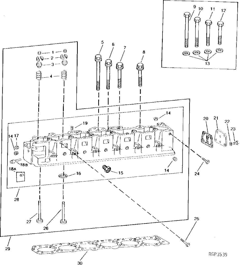 Схема запчастей John Deere 92DLC - 47 - Cylinder Head and Valves 0409 Cylinder Head and Valves 6466AT014 6466AT014