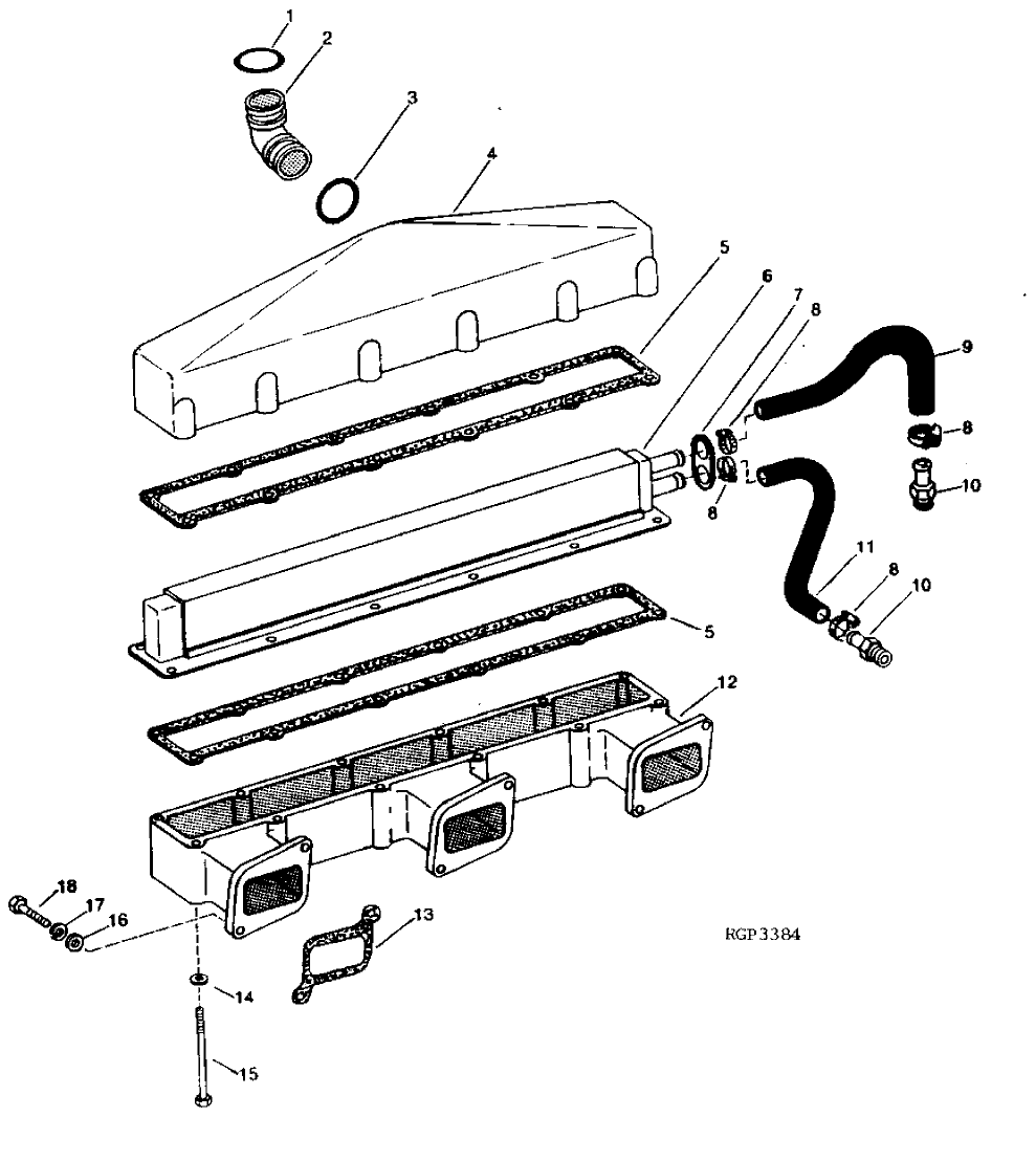 Схема запчастей John Deere 92DLC - 56 - Aftercooler And Intake Manifold (354852 - ) 0414 Intake Manifold 6466AT014 6466AT014