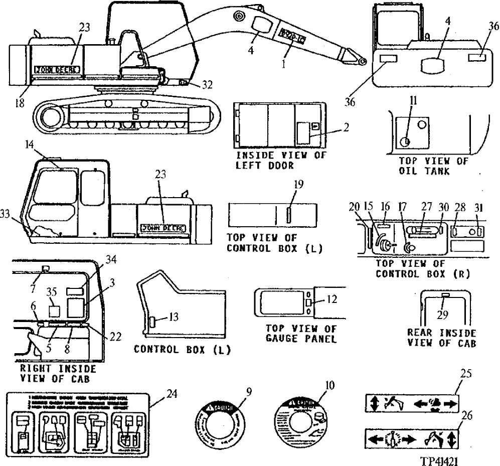 Схема запчастей John Deere 92DLC - 99 - Labels and Decals 1320 VEHICLE FINISH AND TRIM