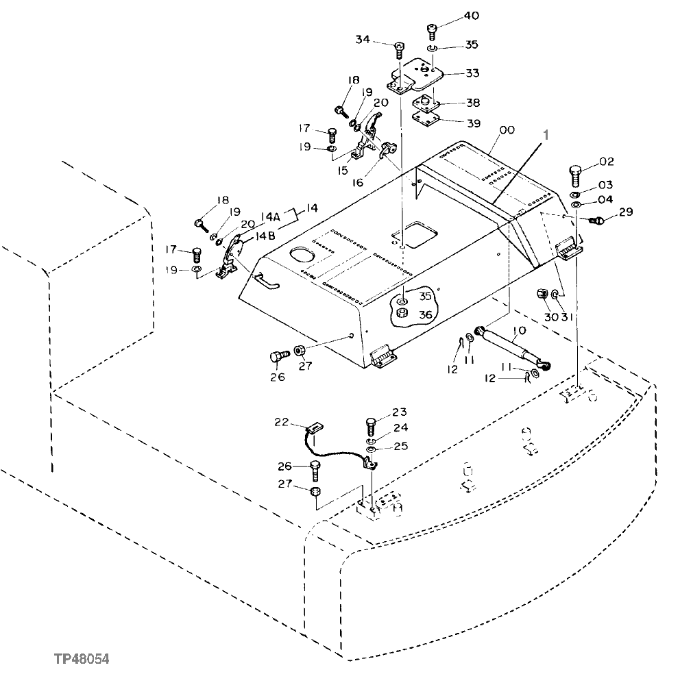 Схема запчастей John Deere 92DLC - 152 - ENGINE COMPARTMENT COVER 1910 Hood Or Engine Enclosure