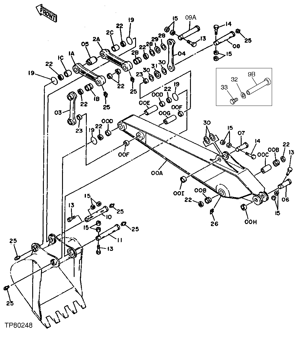 Схема запчастей John Deere 92DLC - 206 - Arm (Standard) (2.96 m - 9 ft. 9 in.) 3340 Frames