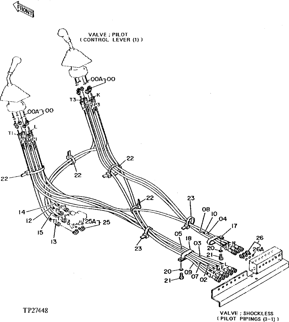 Схема запчастей John Deere 92DLC - 219 - PILOT PLUMBING 3360 HYDRAULIC SYSTEM