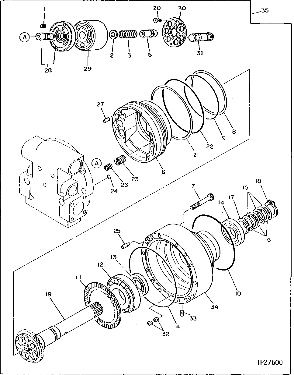 Схема запчастей John Deere 90D - 10 - Propel Motor ( - 002294) 0260 AXLES AND SUSPENSION SYSTEM HYDRAULICS