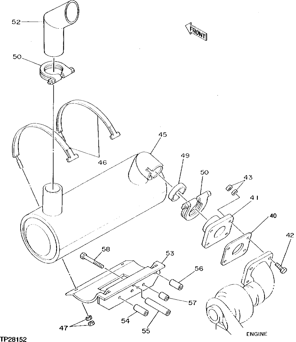 Схема запчастей John Deere 90D - 19 - MUFFLER 0400 REMOVAL AND INSTALLATION 4045TT008, 4276TT021 4045TT008, 4276TT021