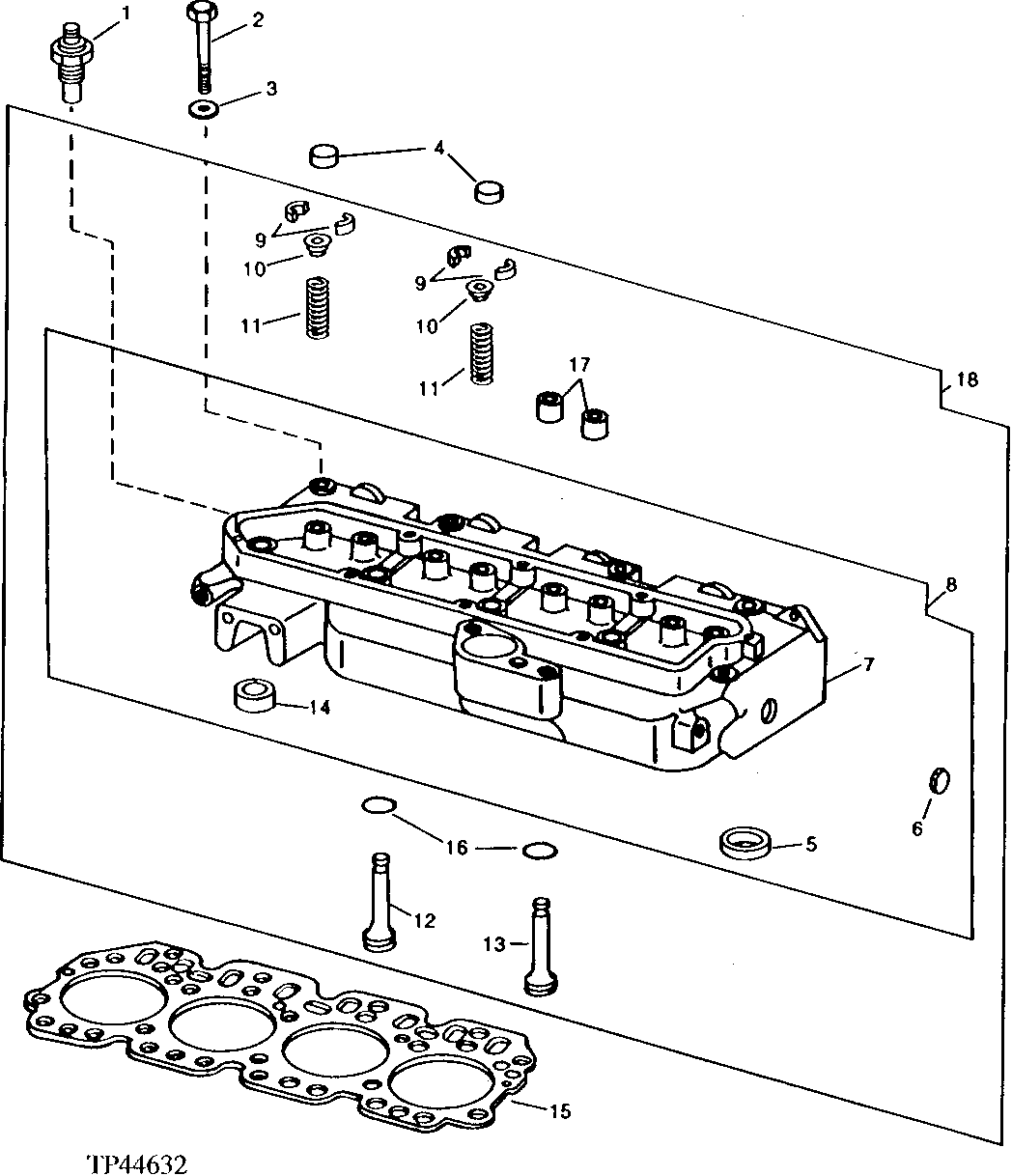 Схема запчастей John Deere 90D - 42 - REPLACEMENT CYLINDER HEAD AND VALVES ( - 299999) 0409 CYLINDER HEAD AND VALVES 4045TT008, 4276TT021 4045TT008, 4276TT021