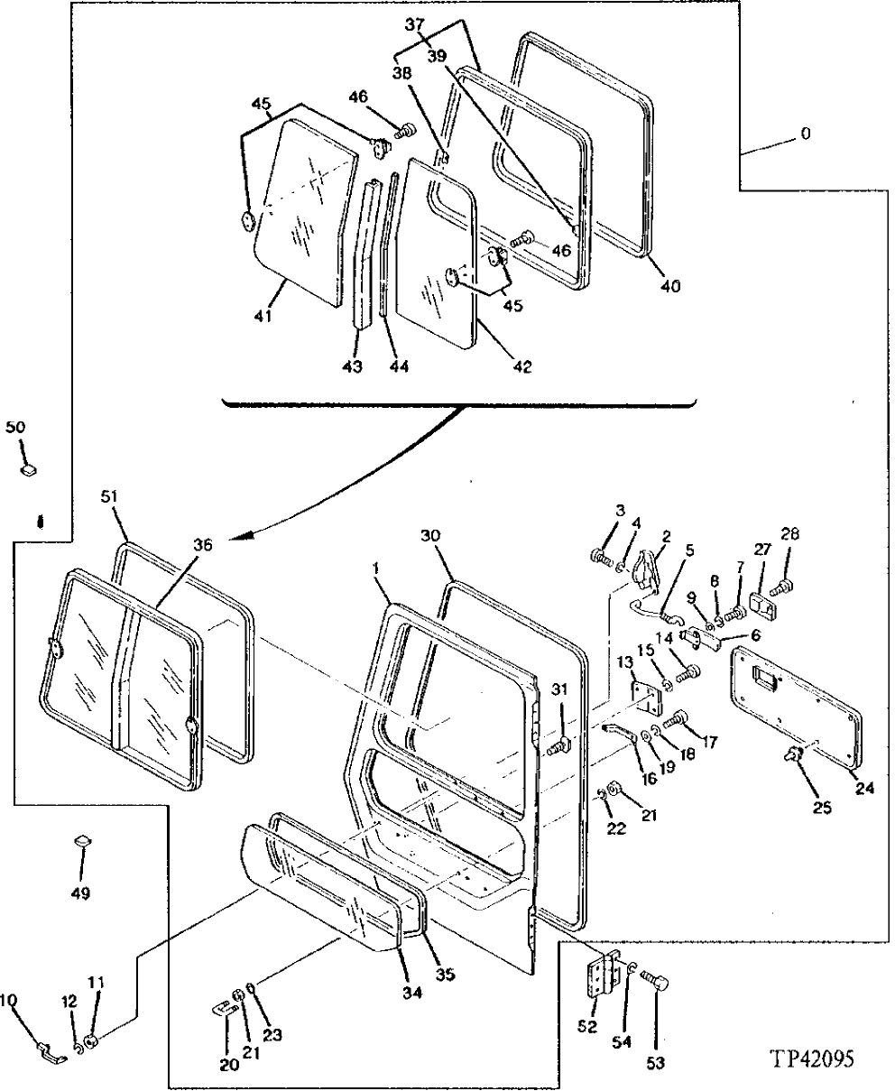 Схема запчастей John Deere 90D - 112 - Cab Door 1810 Operator Enclosure