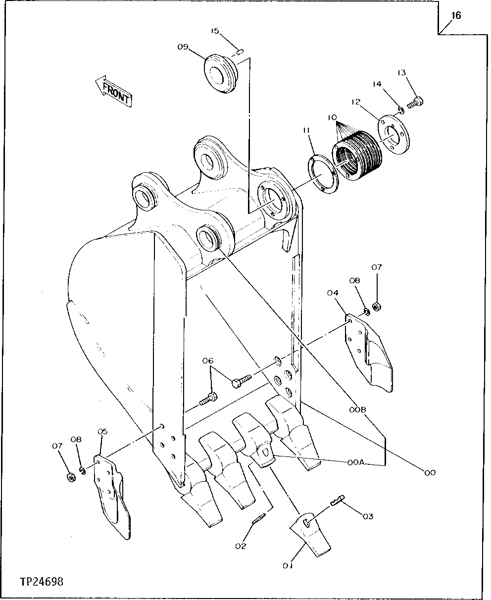 Схема запчастей John Deere 90D - 151 - BUCKET (.45 CUBIC METER) 3302 Bucket With Teeth