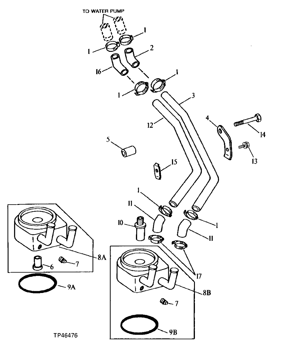 Схема запчастей John Deere 90D - 44 - ENGINE OIL COOLER 0419 ENGINE OIL COOLER
