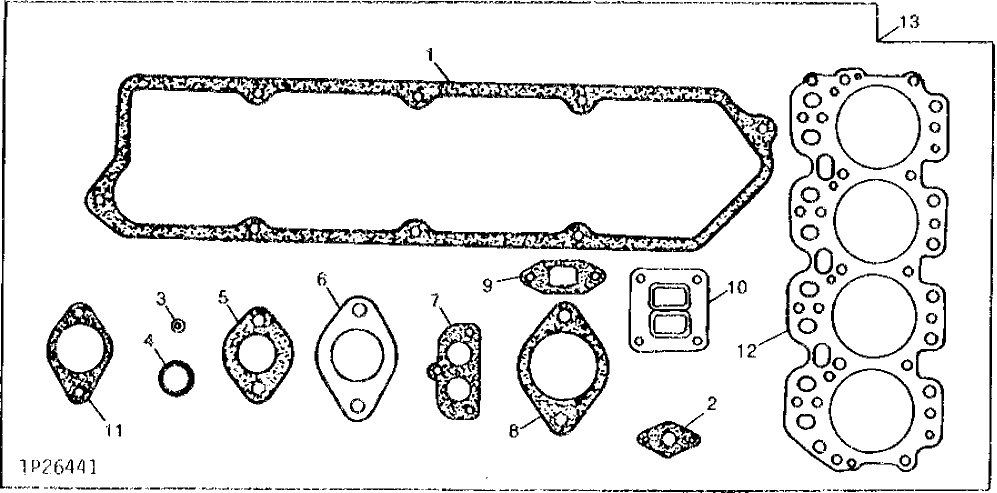 Схема запчастей John Deere 90D - 58 - CYLINDER HEAD REMOVAL GASKET SET 0452 GASKET REPLACEMENT KITS