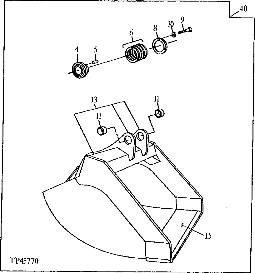 Схема запчастей John Deere 90D - 143 - DITCH CLEANING BUCKET 3302 BUCKETS, TEETH, SHANKS AND SIDE CUTTERS
