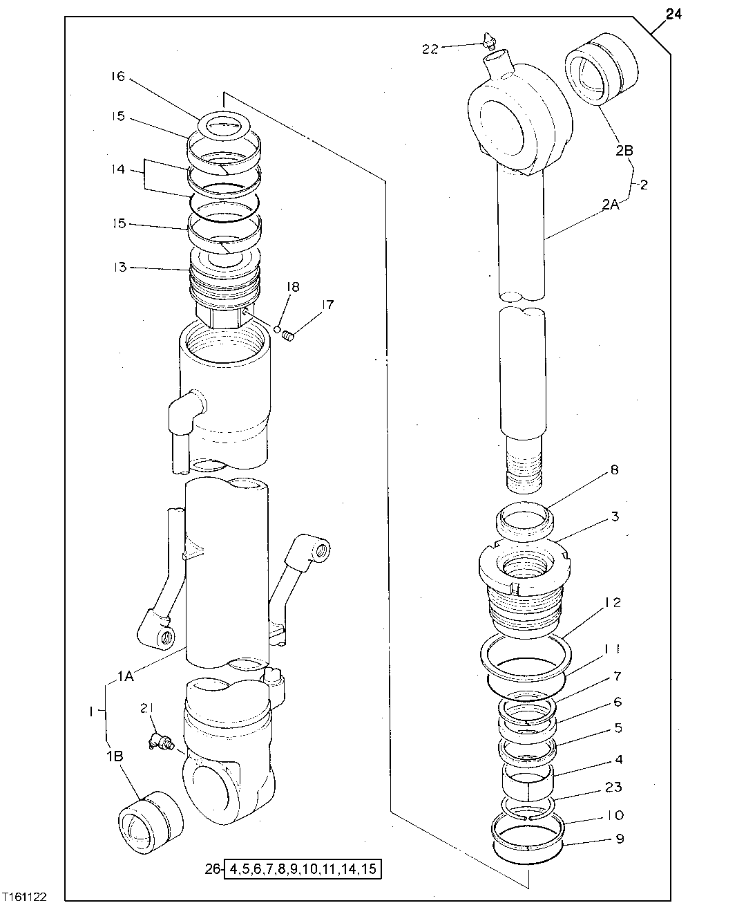 Схема запчастей John Deere 90D - 172 - BUCKET CYLINDER 3365 HYDRAULIC CYLINDERS