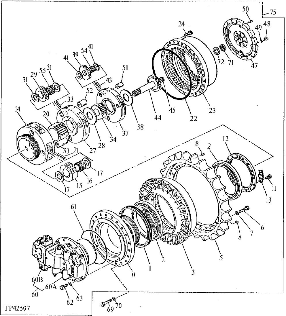 Схема запчастей John Deere 92DLC - 6 - PROPEL PLANETARY DRIVE 260 - AXLES AND SUSPENSION SYSEMS 2