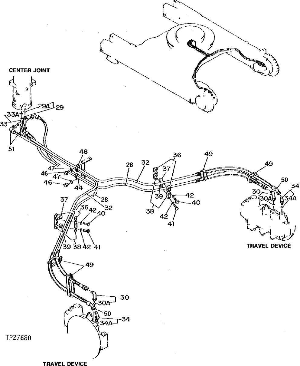Схема запчастей John Deere 92DLC - 14 - PROPEL HYDRAULIC LINES AND HOSES 260 - AXLES AND SUSPENSION SYSEMS 2