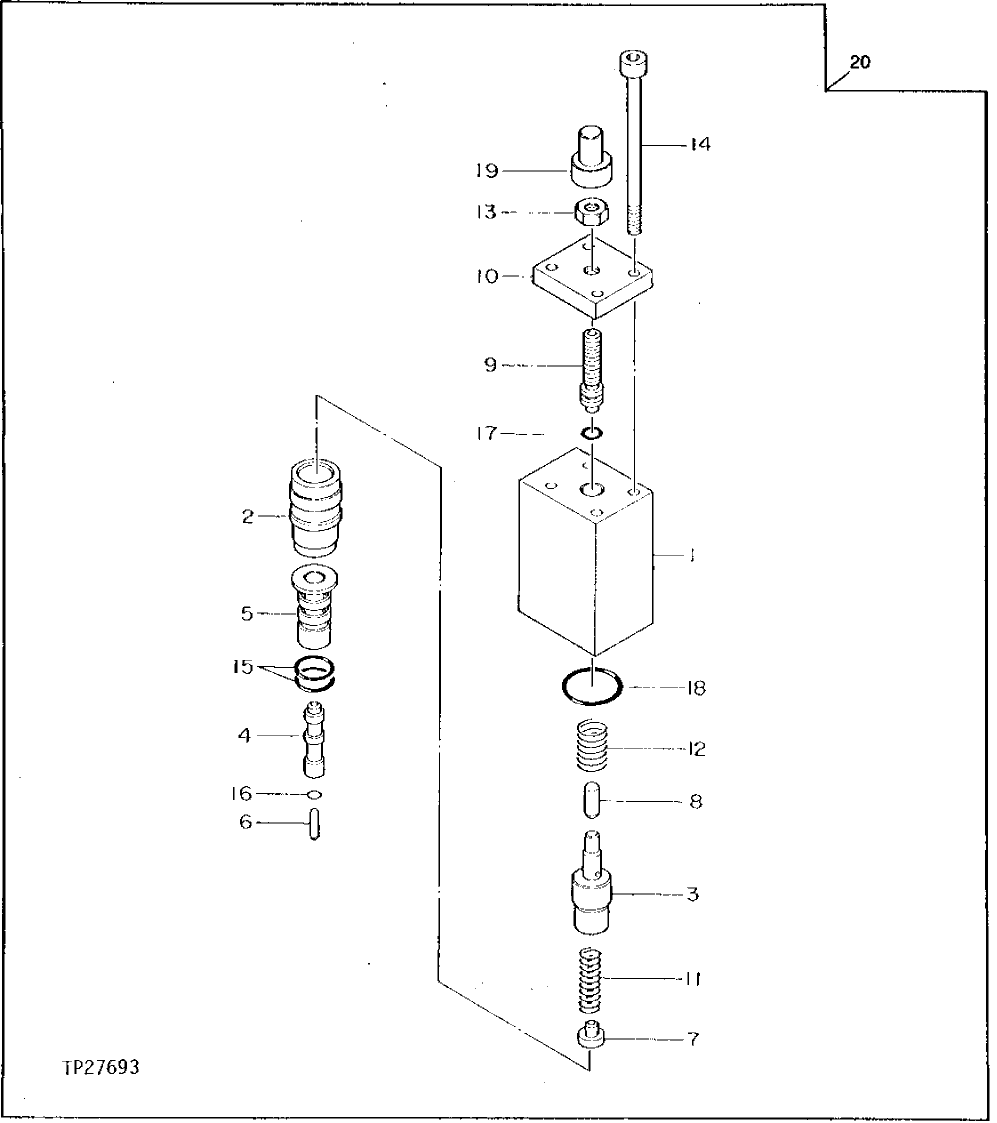 Схема запчастей John Deere 92DLC - 16 - MAIN PUMP REGULATOR CONTROL VALVE 2160 - MAIN HYDRAULIC SYSTEM 21
