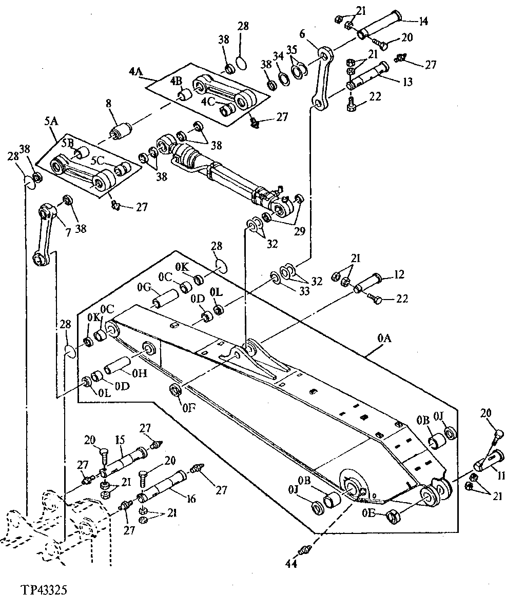 Схема запчастей John Deere 92DLC - 6 - ARM AND BUCKET LINKAGE AND PINS 3340 - EXCAVATOR 33
