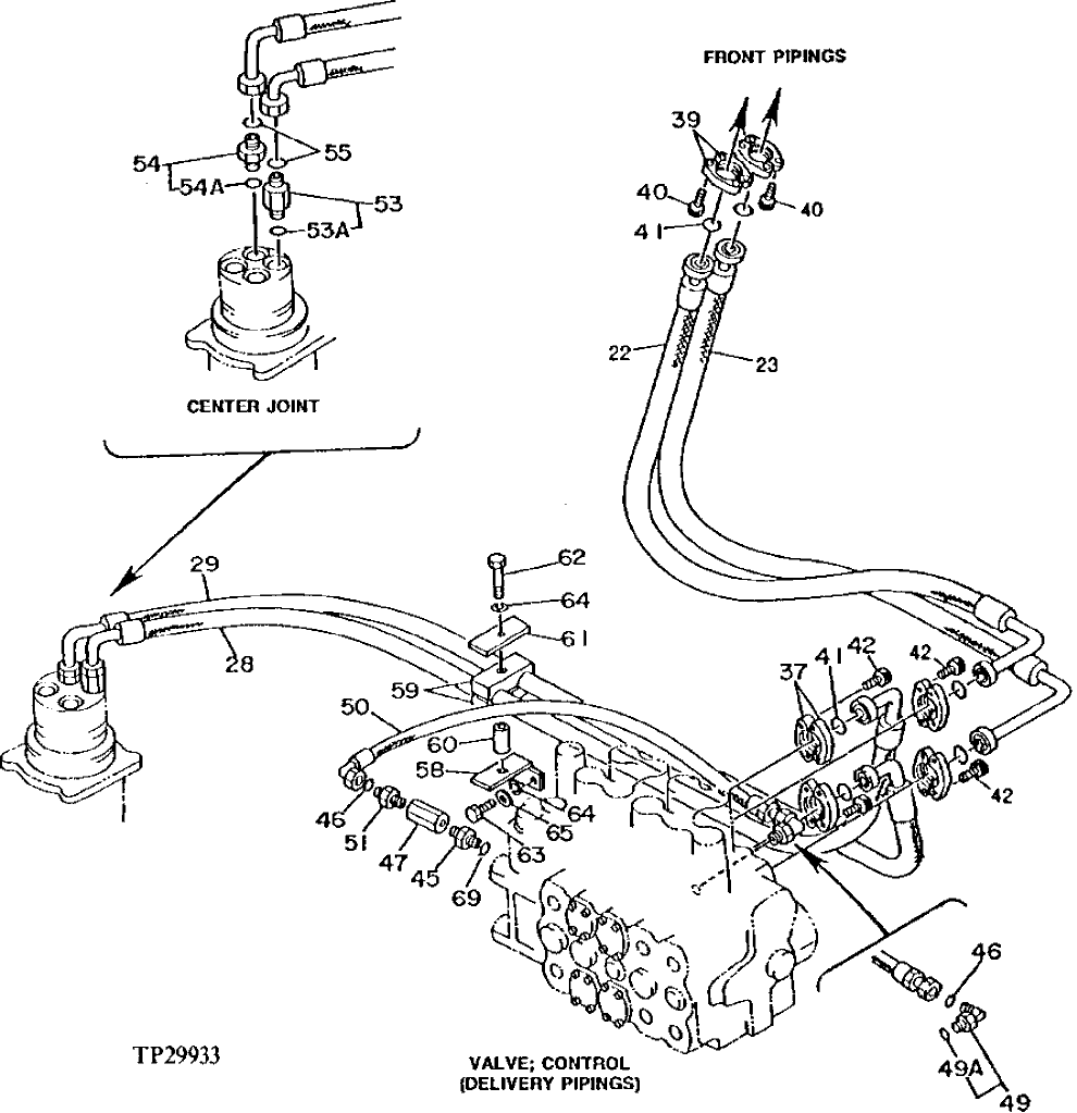Схема запчастей John Deere 92DLC - 68 - HIGH PRESSURE HYDRAULIC HOSES AND LINES 3360 - EXCAVATOR 33