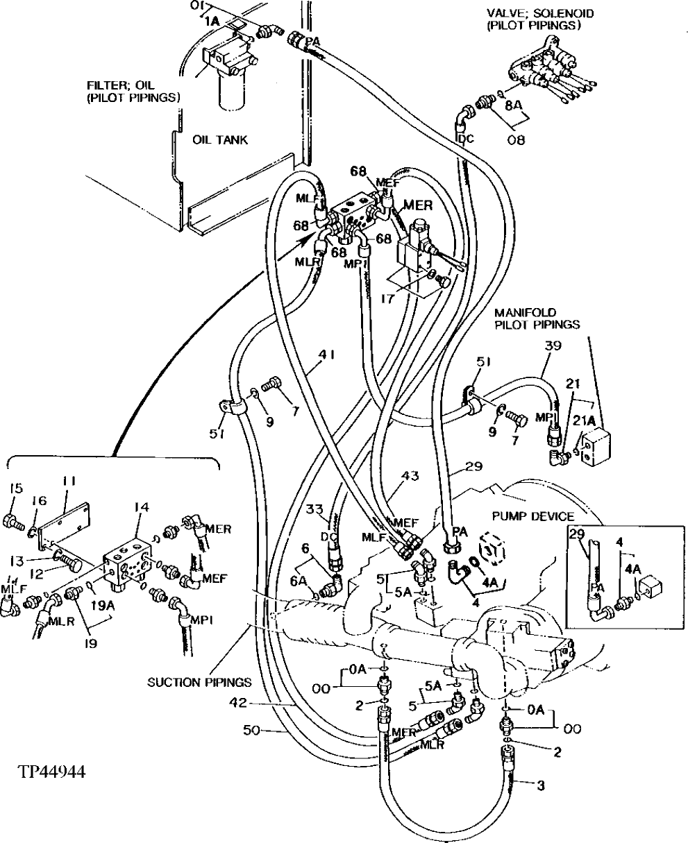 Схема запчастей John Deere 92DLC - 76 - PILOT HYDRAULIC HOSES 3360 - EXCAVATOR 33