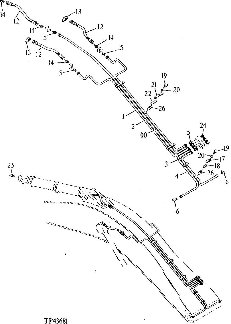 Схема запчастей John Deere 92DLC - 114 - BOOM CENTRAL LUBE LINES 3360 - EXCAVATOR 33