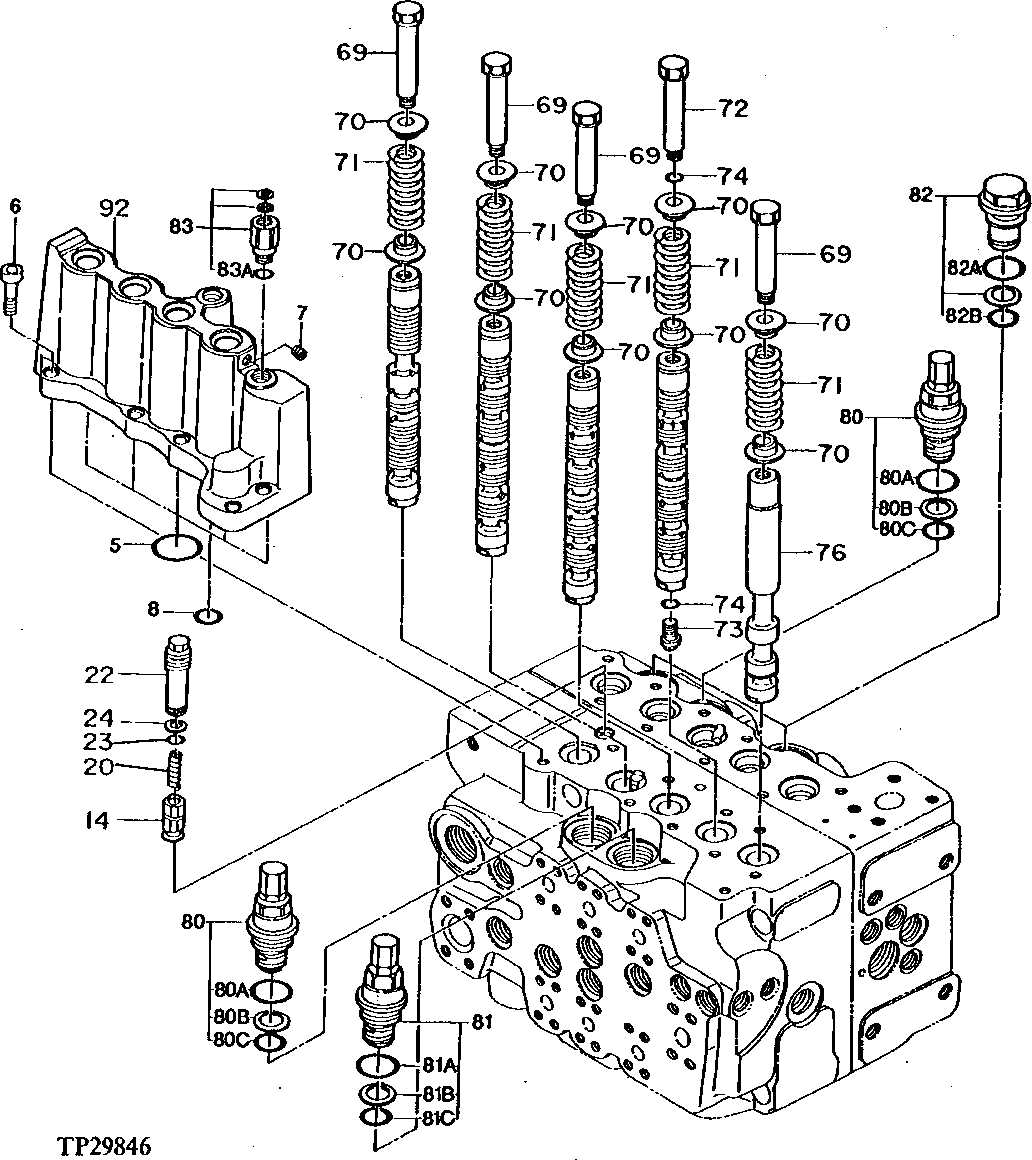 Схема запчастей John Deere 95D - 6 - MAIN CONTROL VALVE 3360 - EXCAVATOR 33