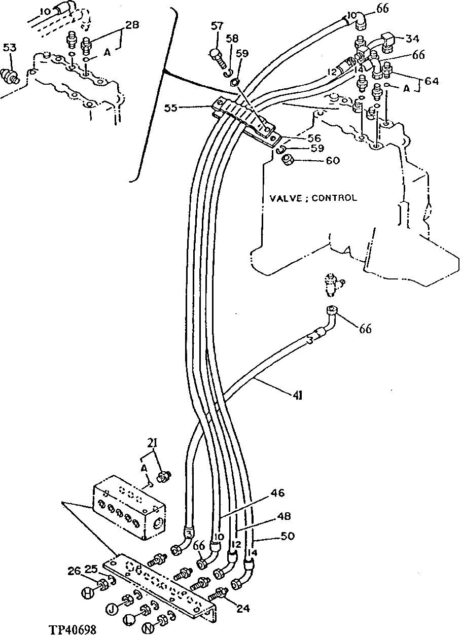 Схема запчастей John Deere 95D - 38 - PILOT HYDRAULIC HOSES AND LINES 3360 - EXCAVATOR 33