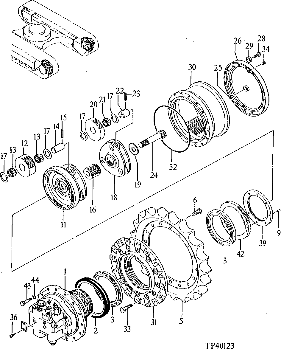 Схема запчастей John Deere 90E - 10 - Travel Motor 0260 Axles, Diff. & Susp. Sys. Hyd. (Incl. Fwd)