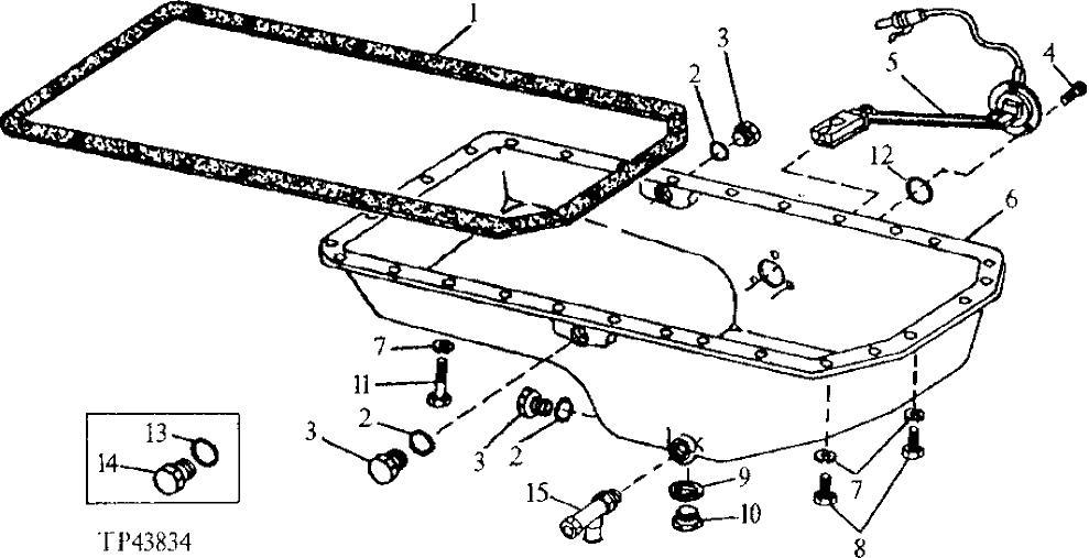 Схема запчастей John Deere 90E - 33 - Engine Oil Pan and Gasket 0407 Engine Oiling System 4045TT009 4045TT009