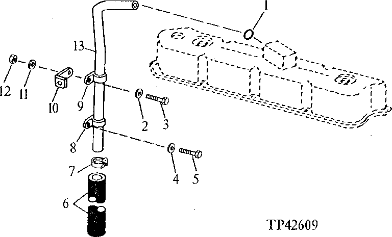 Схема запчастей John Deere 90E - 39 - Engine Ventilator Tube 0408 Ventilating System 4045TT009 4045TT009