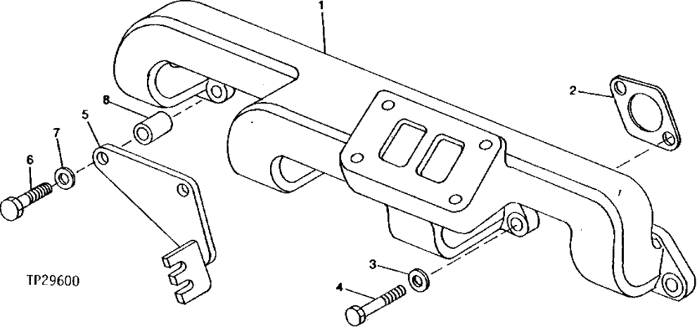 Схема запчастей John Deere 90E - 41 - Exhaust Manifold 0410 Exhaust Manifold 4045TT009 4045TT009