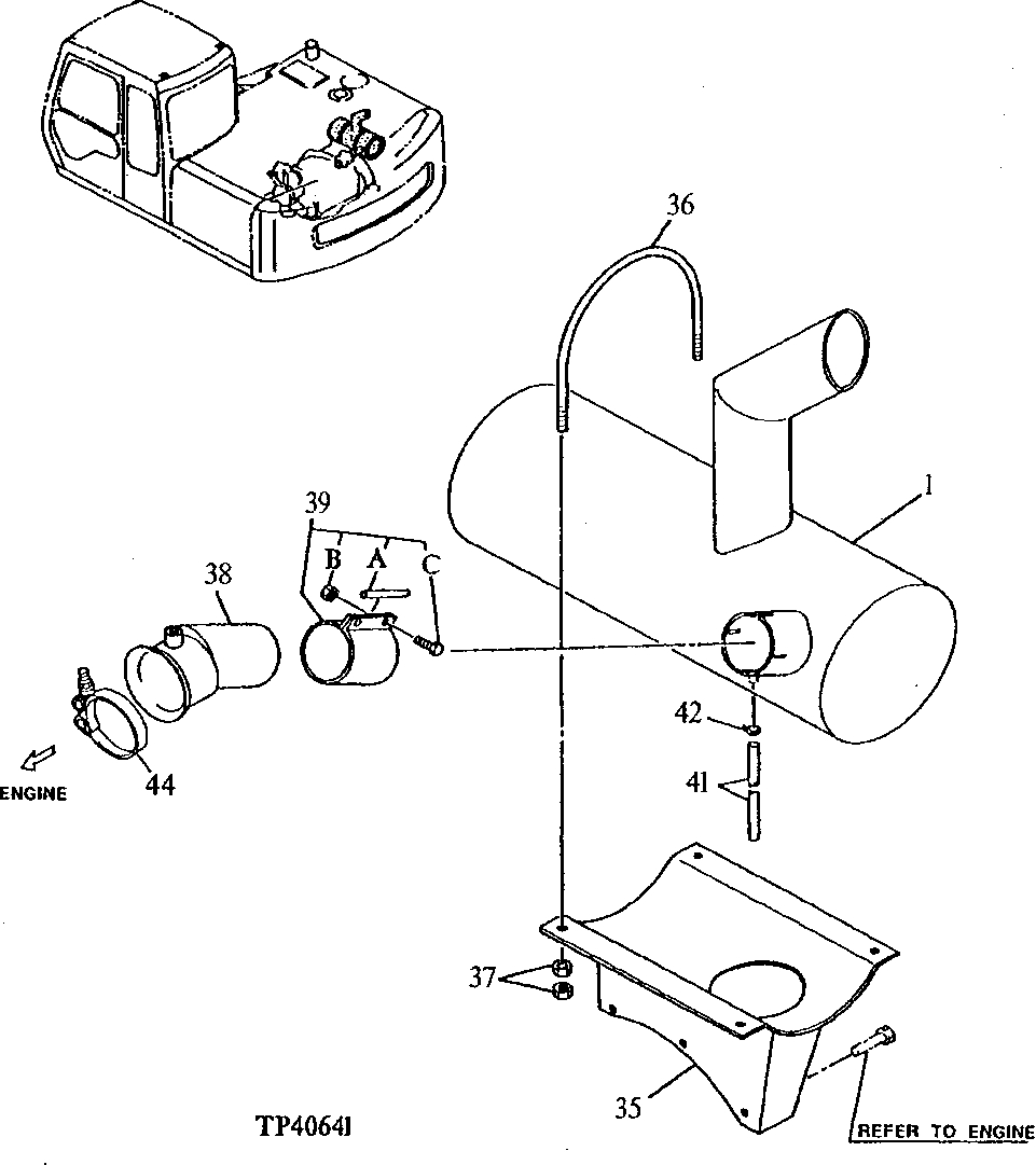 Схема запчастей John Deere 90E - 73 - Muffler 0530 External Exhaust Systems