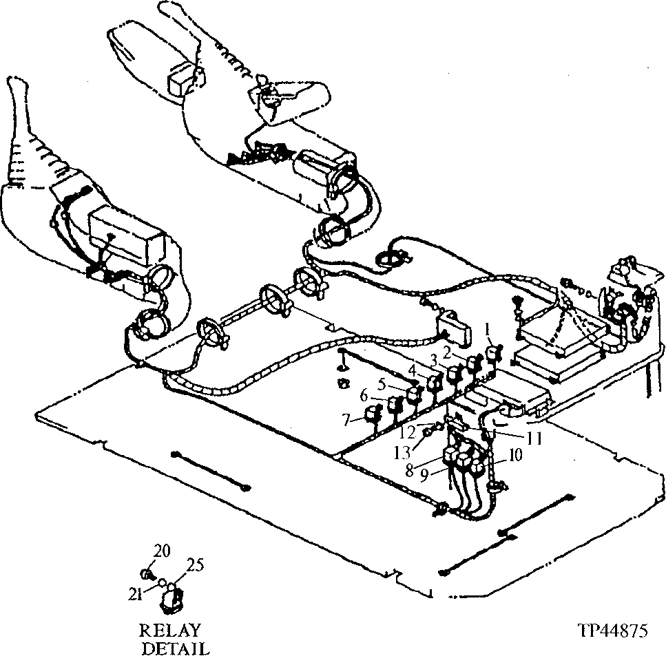Схема запчастей John Deere 90E - 96 - Relay 1674 Wiring Harness And Switches