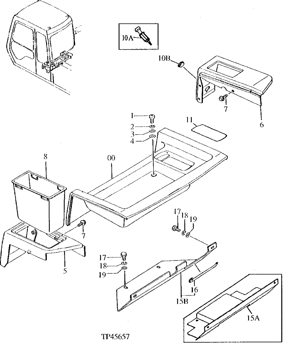 Схема запчастей John Deere 90E - 123 - Cab Rear Cover 1810 Operator Enclosure