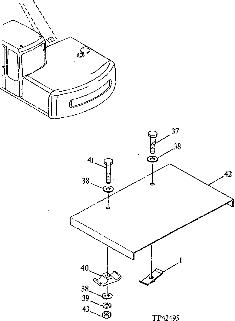 Схема запчастей John Deere 90E - 157 - Covers 1910 Hood Or Engine Enclosure