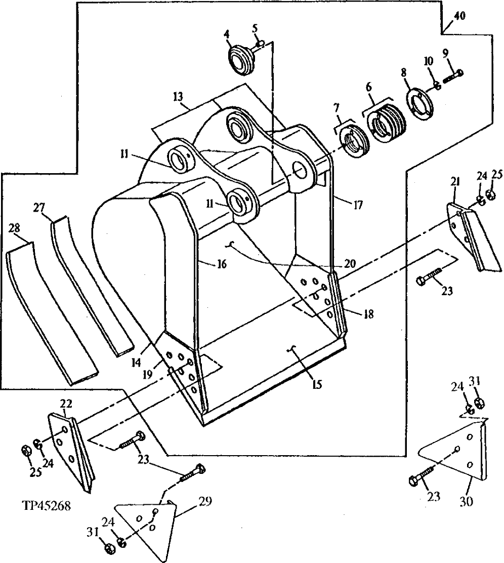Схема запчастей John Deere 90E - 191 - General Purpose Bucket (Also Order Bucket Tooth Assemblies) 3302 Bucket With Teeth