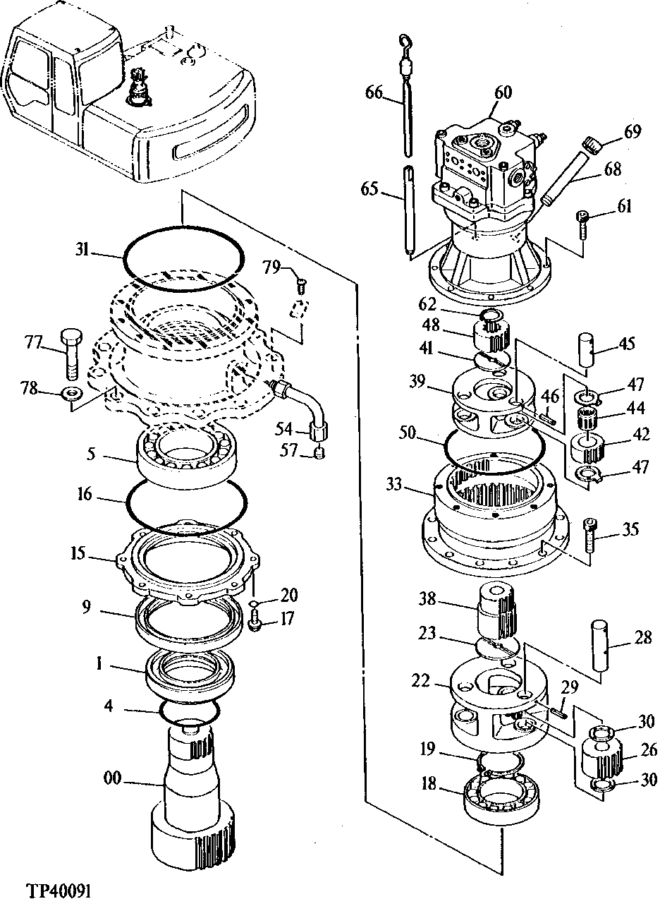 Схема запчастей John Deere 90E - 270 - Swing Device 4360 Hydraulics