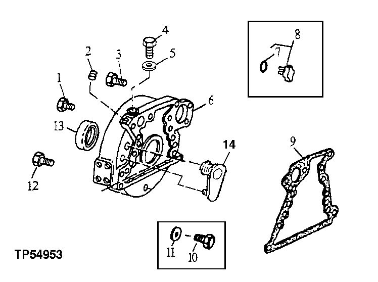 Схема запчастей John Deere 90ELC - 60 - Flywheel Housing 0433 FLYWHEEL HOUSING AND FASTENINGS 6068TT005 6068TT005
