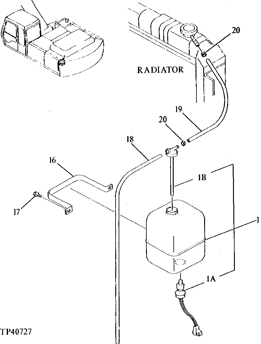 Схема запчастей John Deere 90ELC - 67 - Reserve Water Tank 0510 COOLING SYSTEMS