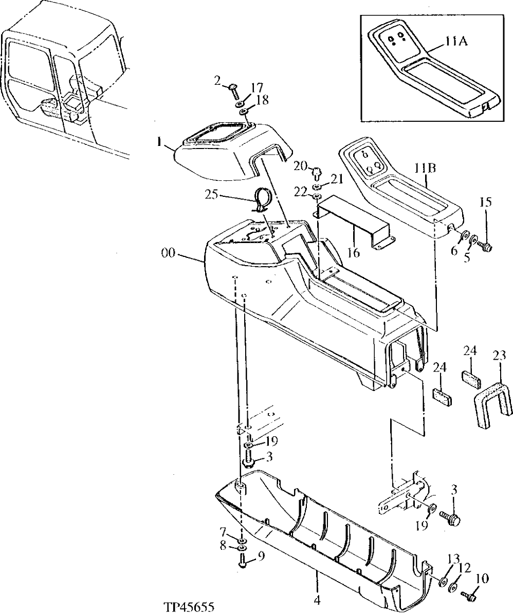 Схема запчастей John Deere 90ELC - 122 - LEFT CONTROL BOX 1810 Operator Enclosure