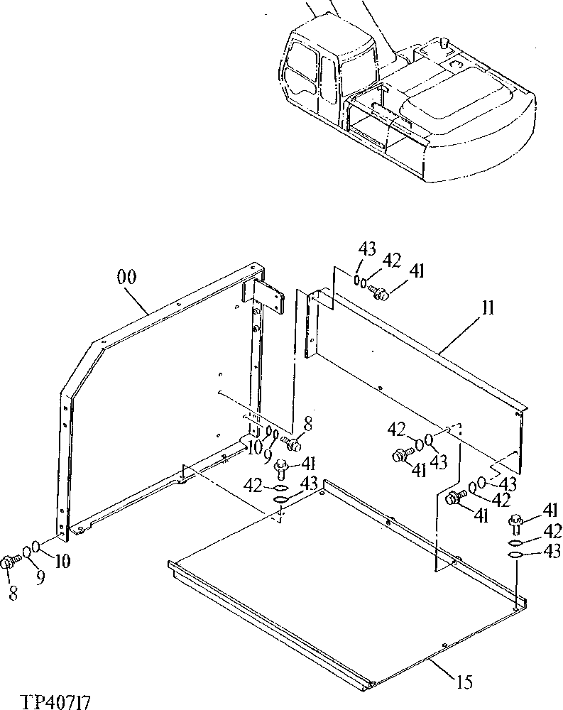 Схема запчастей John Deere 90ELC - 151 - Covers 1910 Hood Or Engine Enclosure