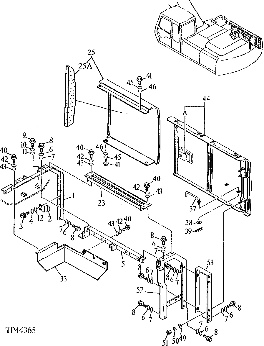 Схема запчастей John Deere 90ELC - 155 - Covers 1910 Hood Or Engine Enclosure