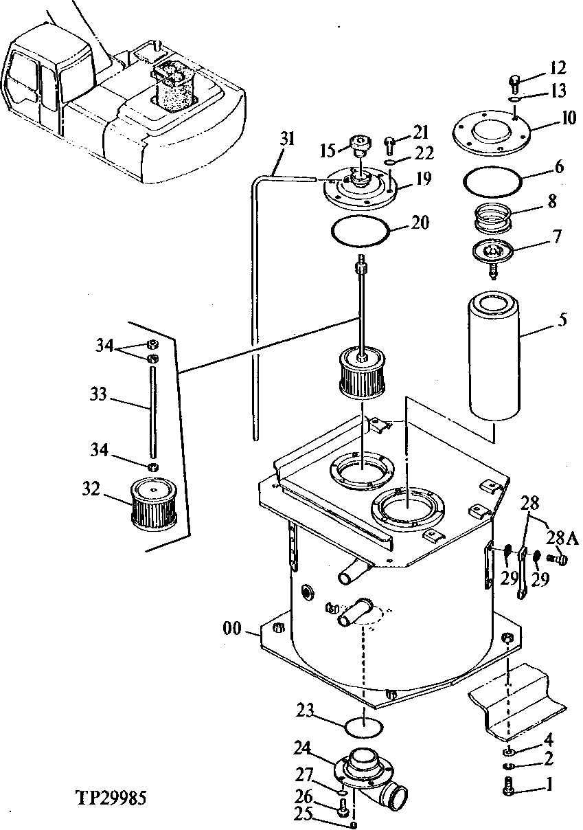 Схема запчастей John Deere 90ELC - 174 - Oil Tank 2160 HYDRAULIC SYSTEM