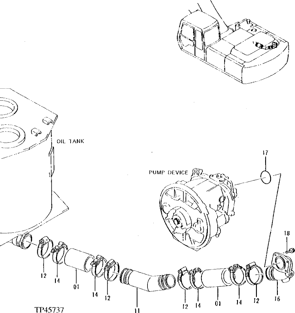 Схема запчастей John Deere 90ELC - 179 - OIL COOLER PIPINGS (015000 - ) 2160 HYDRAULIC SYSTEM