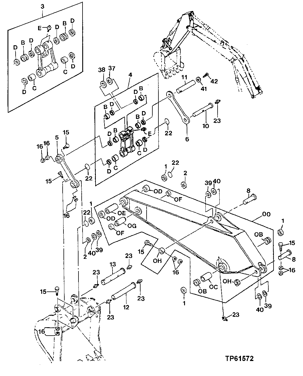 Схема запчастей John Deere 90ELC - 232 - Short Arm (2.31 m. - 7 ft. 7 in.) 3340 Frames