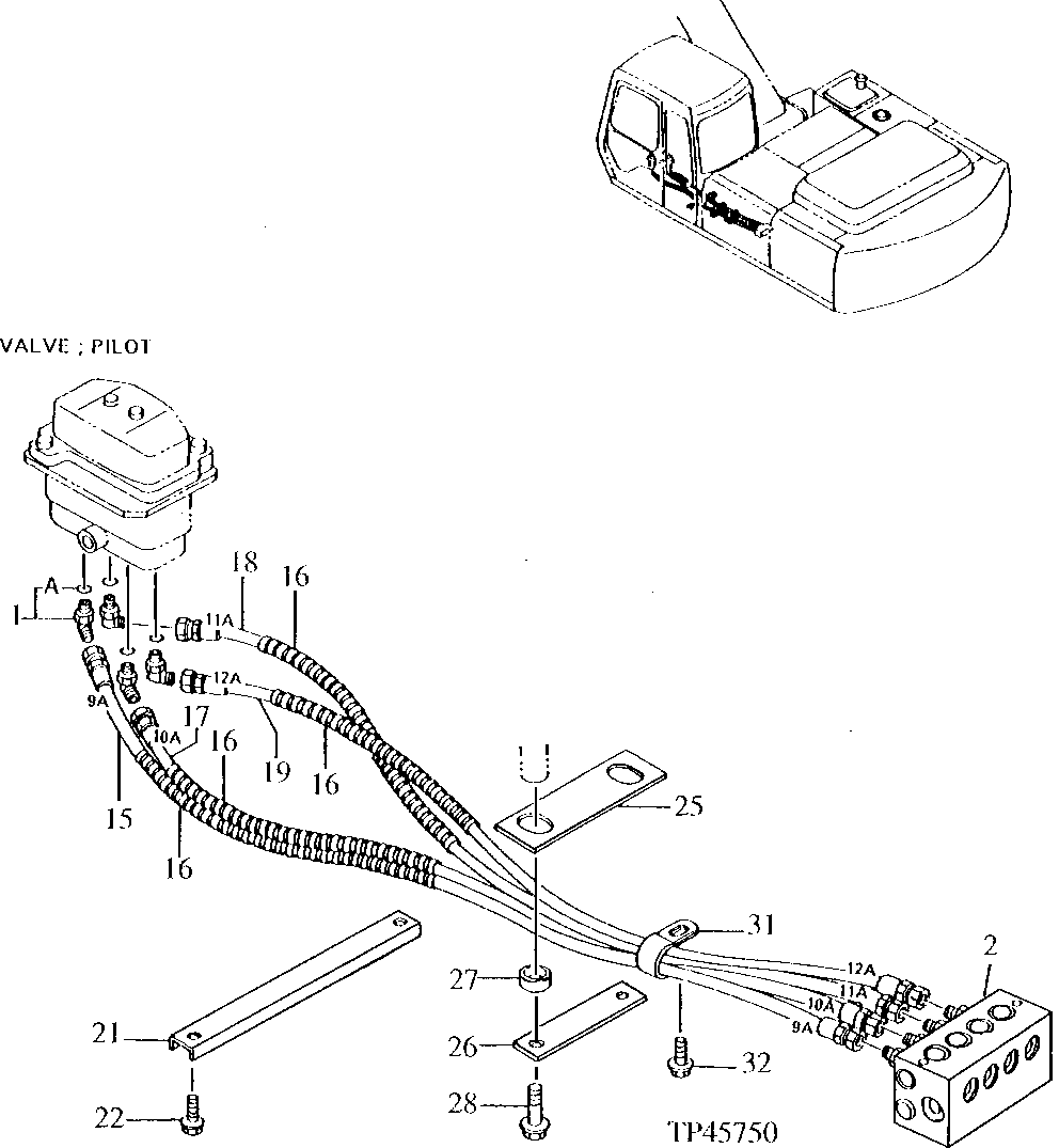 Схема запчастей John Deere 90ELC - 257 - PILOT PIPINGS (015000 - ) 3360 HYDRAULIC SYSTEM