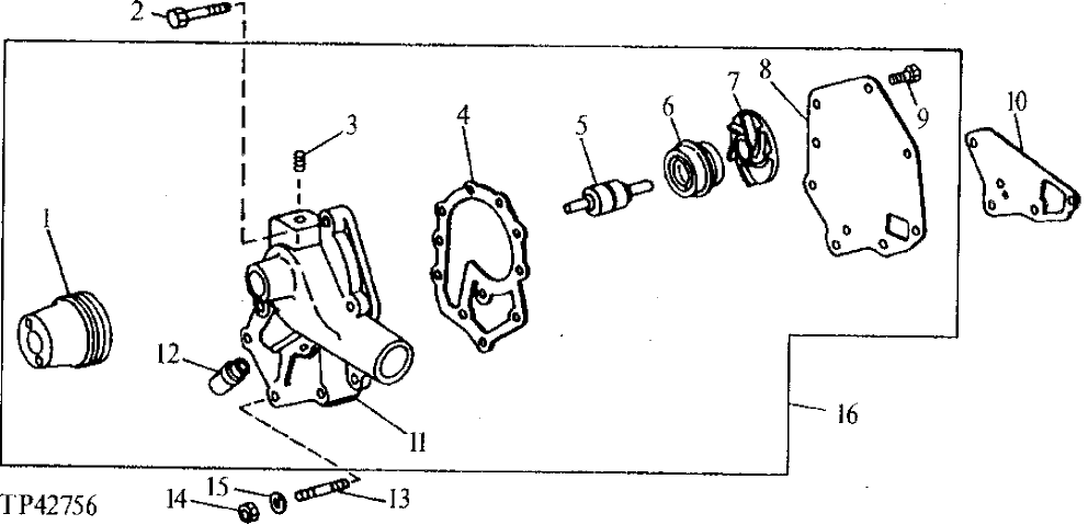 Схема запчастей John Deere 90ELC - 69 - Water Pump ( - 704568) 0417 Water Pump 6068TDW07, 6068TDW56 6068TDW07, 6068TDW56
