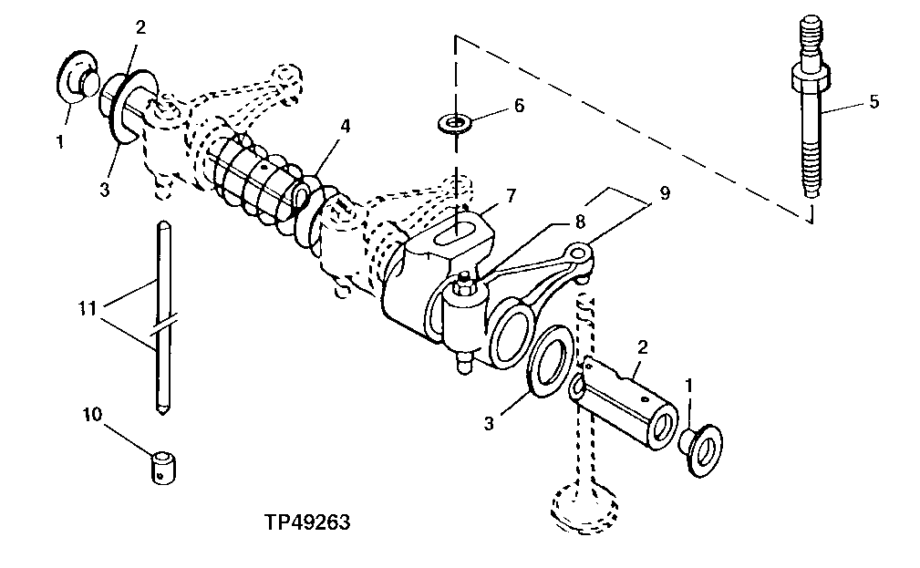 Схема запчастей John Deere 90ELC - 24 - Rocker Arm Shaft, Push Rods and Rocker Arms (704569 - ) 0402 Camshaft And Valve Actuating Means 6068TDW07, 6068TDW56 6068TDW07, 6068TDW56