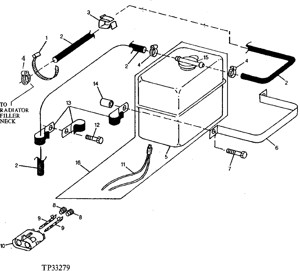 Схема запчастей John Deere 90ELC - 107 - ENGINE COOLANT RECOVERY SYSTEM ( - 551585) 0510 COOLING SYSTEMS
