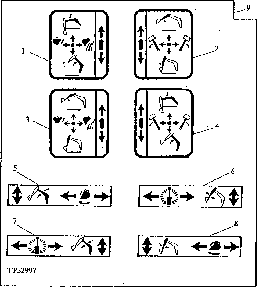 Схема запчастей John Deere 90ELC - 121 - CONTROL LEVER PATTERN CONVERSION KIT 1320 VEHICLE FINISH AND TRIM