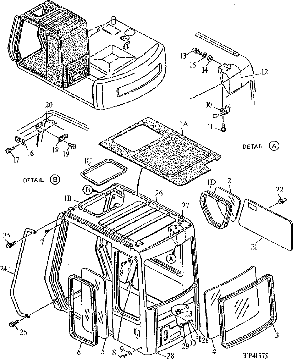 Схема запчастей John Deere 90ELC - 168 - Cab 1810 Operator Enclosure