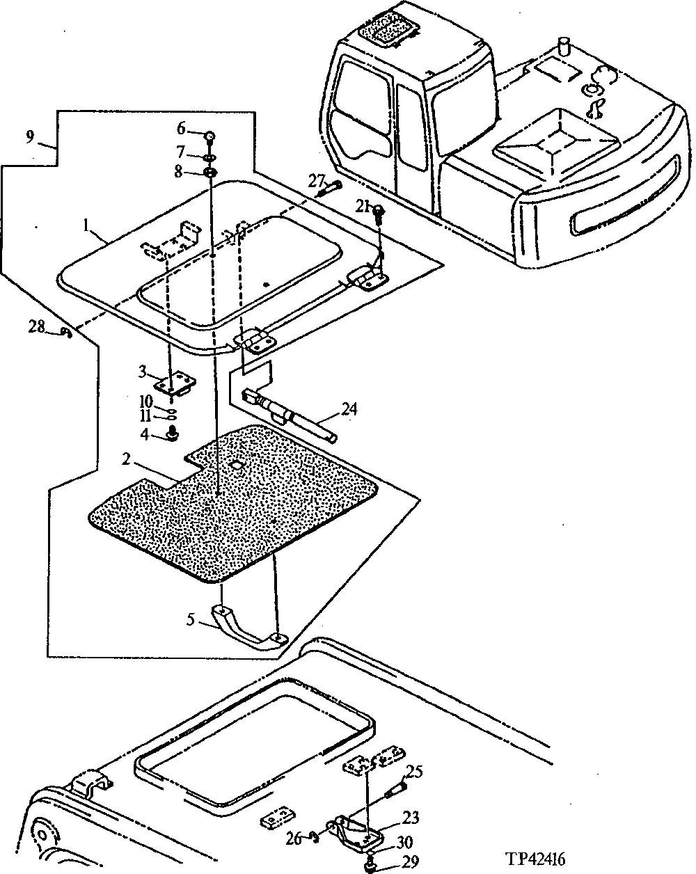 Схема запчастей John Deere 90ELC - 171 - CAB TOP ( - 000106) 1810 Operator Enclosure